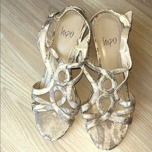 Impo Winston Metallic Snakeskin Sandals/Wedges/Heels-Size 7 1/2